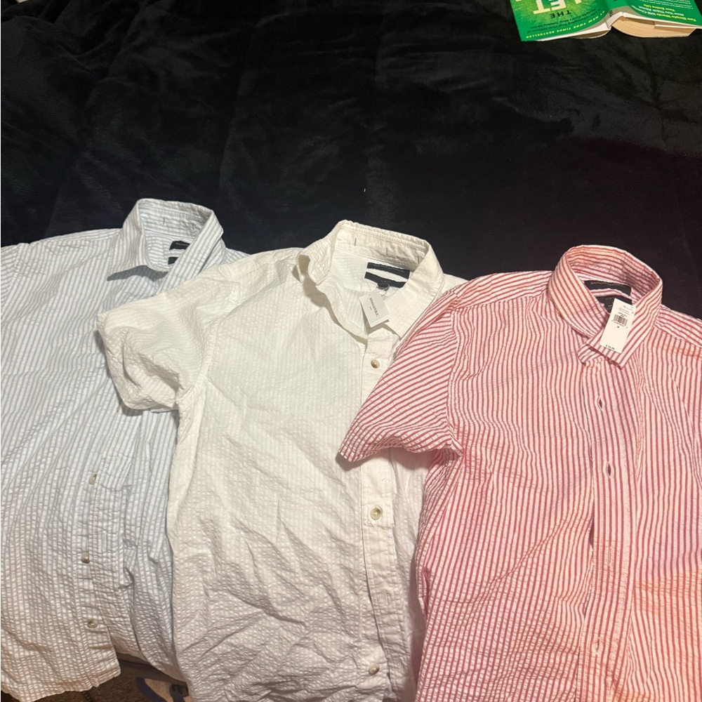 Banana Republic Red Striped and White Button Down Shirts